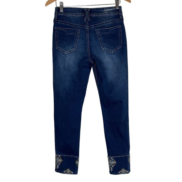 Hydraulic Womens Cropped Jeans Sz 4 (29 x 26) Embellished Cuff Stretch Blue Vtg - Picture 2 of 10